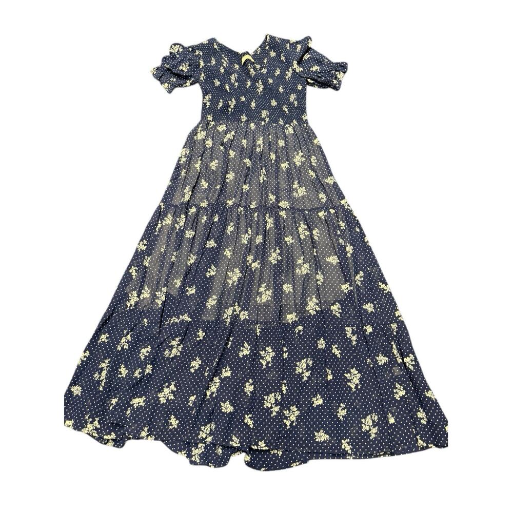 Christy Dawn Beverly Dress Blue Floral Midi Cottagecore Size M - Picture 6 of 10